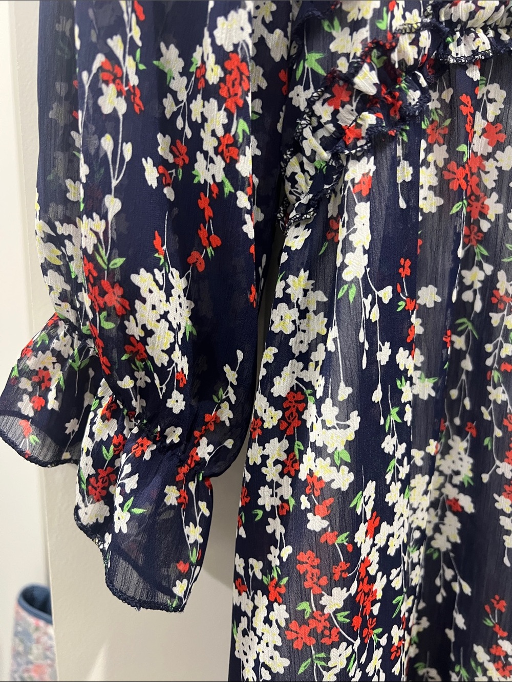Amazon Essentials Navy Floral Ruffle Midi Dress - Picture 6 of 12
